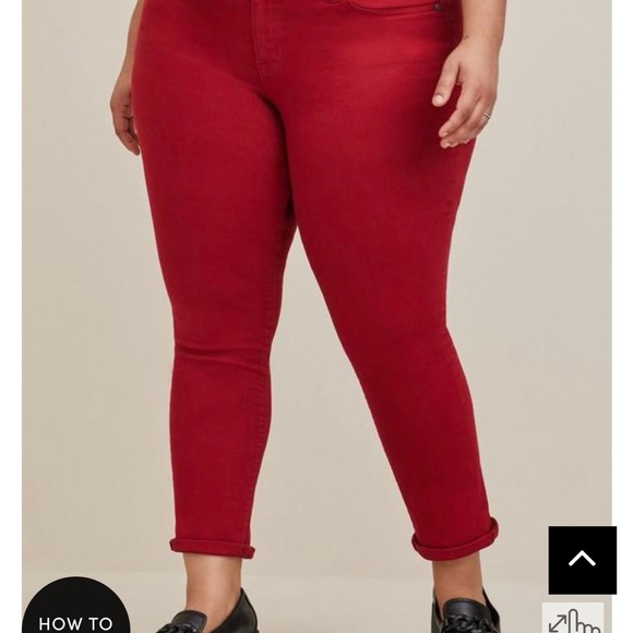 Torrid Vintage Straight mid-rise boyfriend jeans. Red. 16 R - Picture 2 of 5